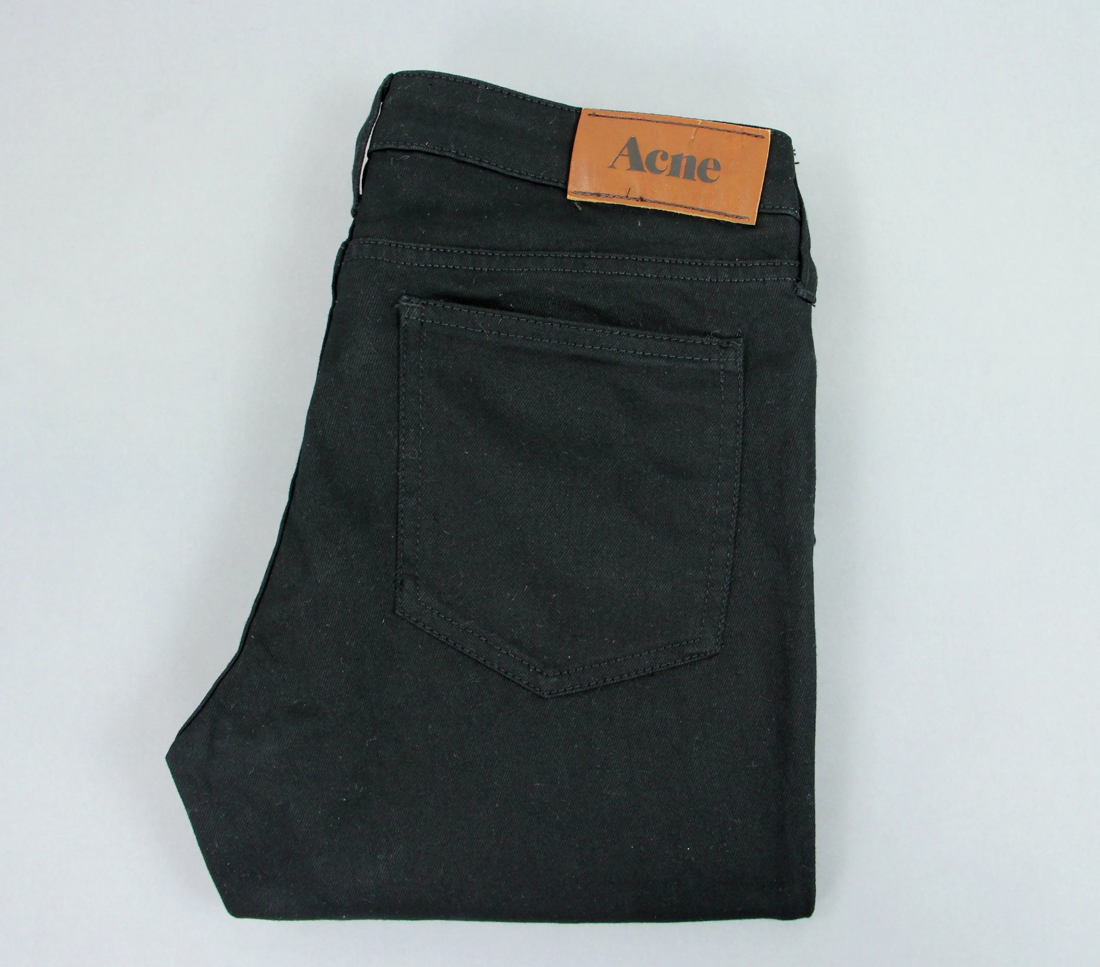 Acne Kex Wet Black Skinny Fit Black Stretch Jeans, Size 27/34