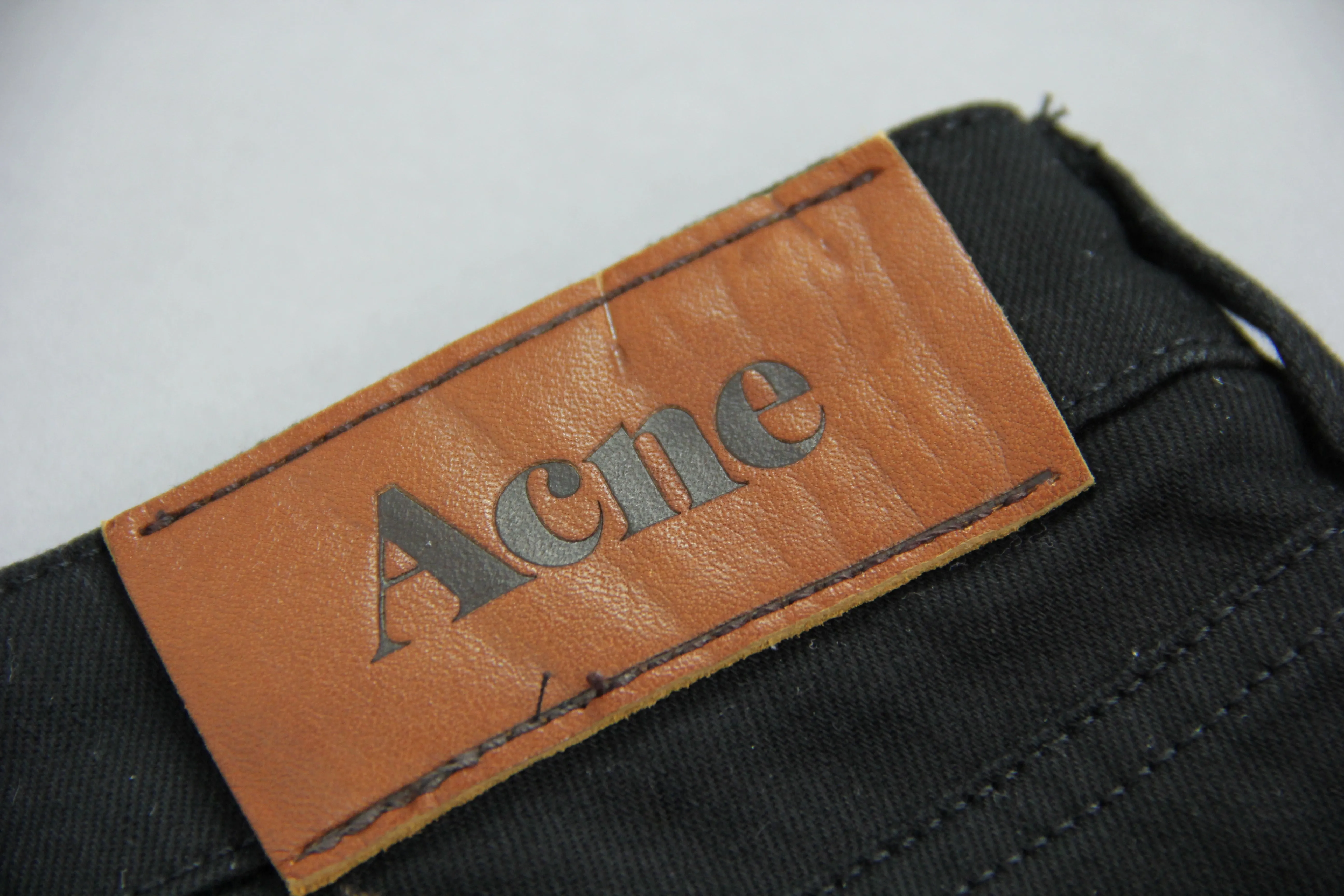 Acne Kex Wet Black Skinny Fit Black Stretch Jeans, Size 27/34