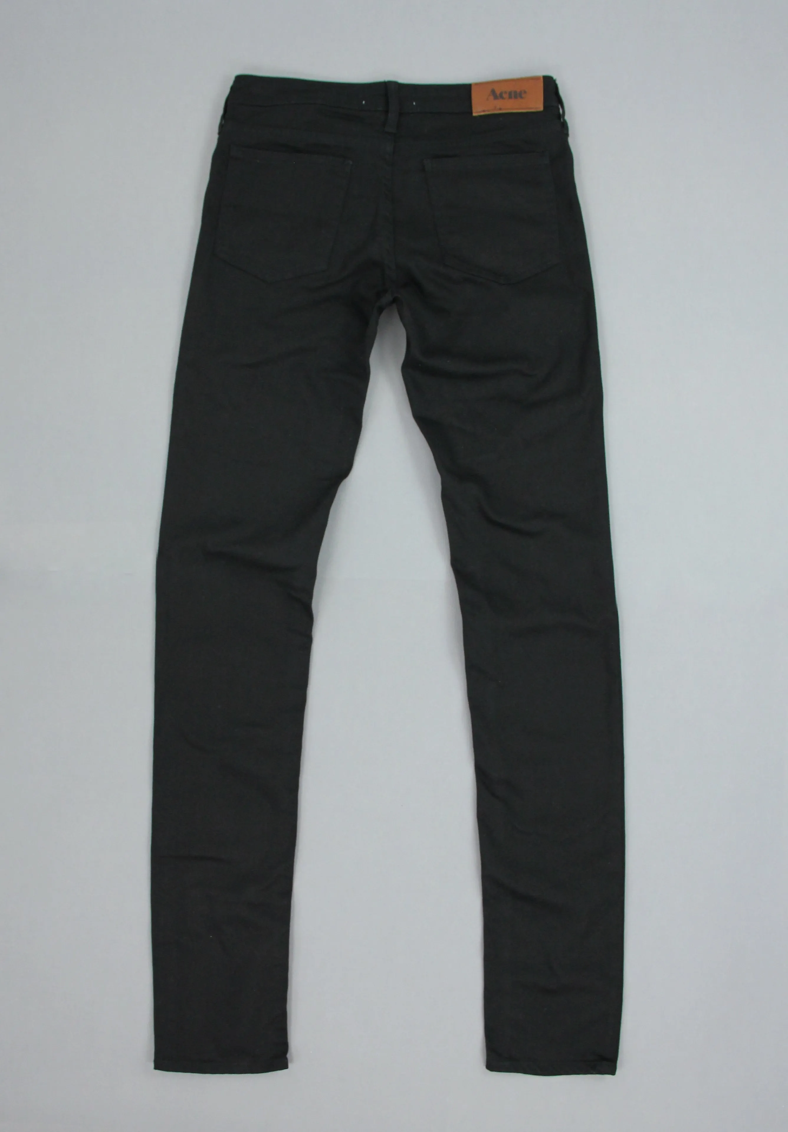 Acne Kex Wet Black Skinny Fit Black Stretch Jeans, Size 27/34