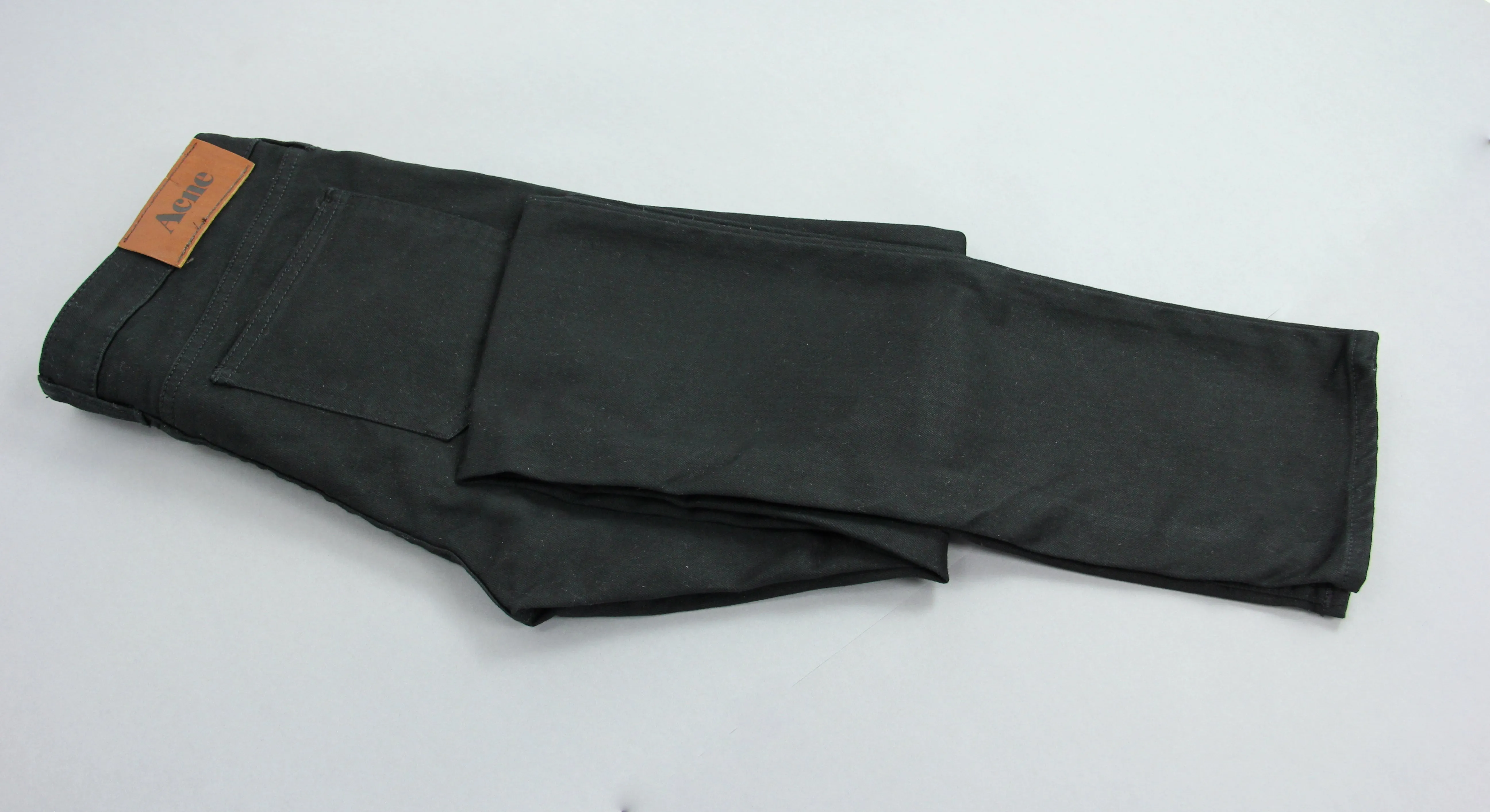 Acne Kex Wet Black Skinny Fit Black Stretch Jeans, Size 27/34