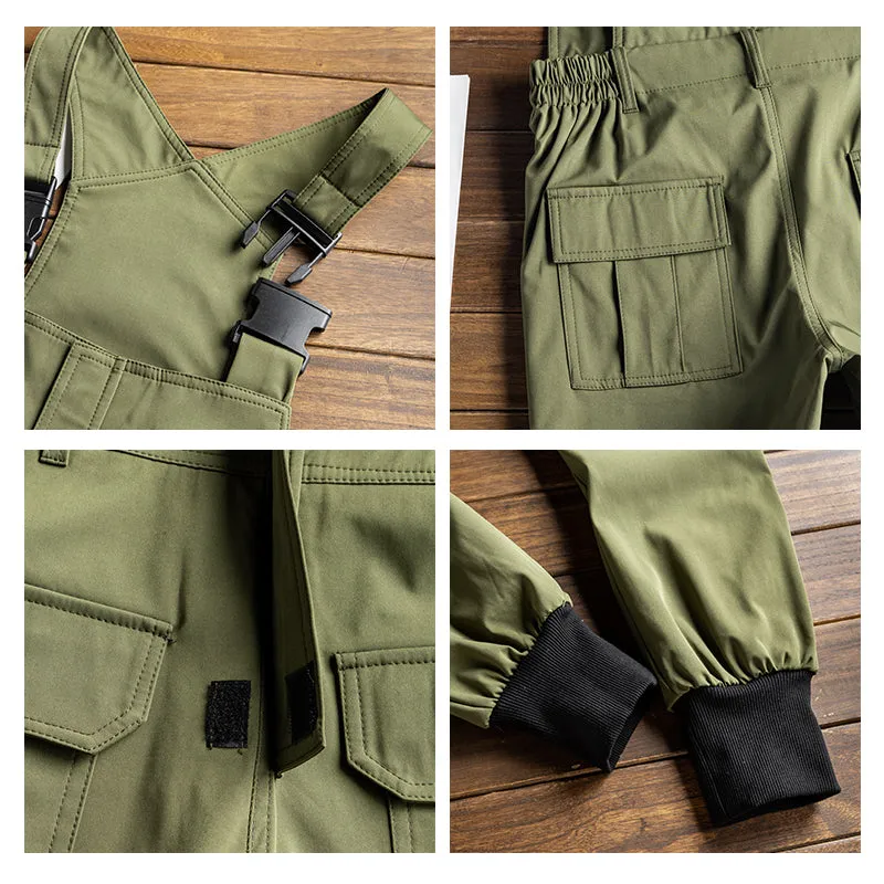 American Vintage Loose Army Green Beam Feet Jogger Streetwear Overalls