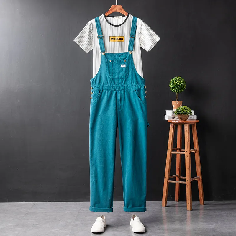 American Vintage Streetwear Loose Bib Overalls Suspender Pants