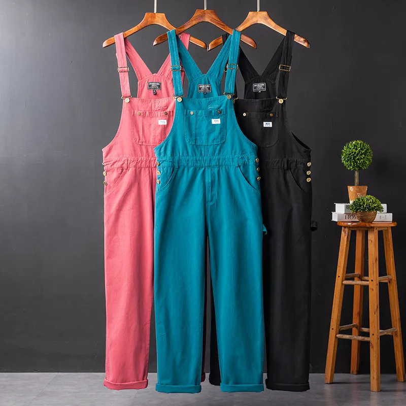 American Vintage Streetwear Loose Bib Overalls Suspender Pants