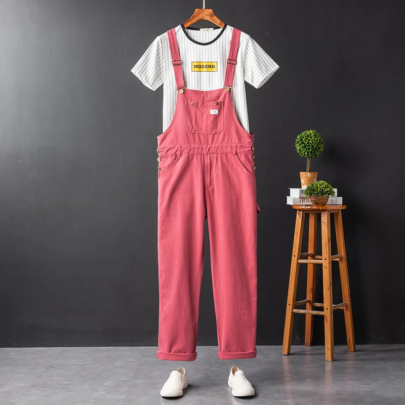American Vintage Streetwear Loose Bib Overalls Suspender Pants