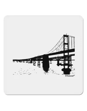 Bay Bridge Cutout Design 4x4&#x22; Square Sticker 4 Pieces