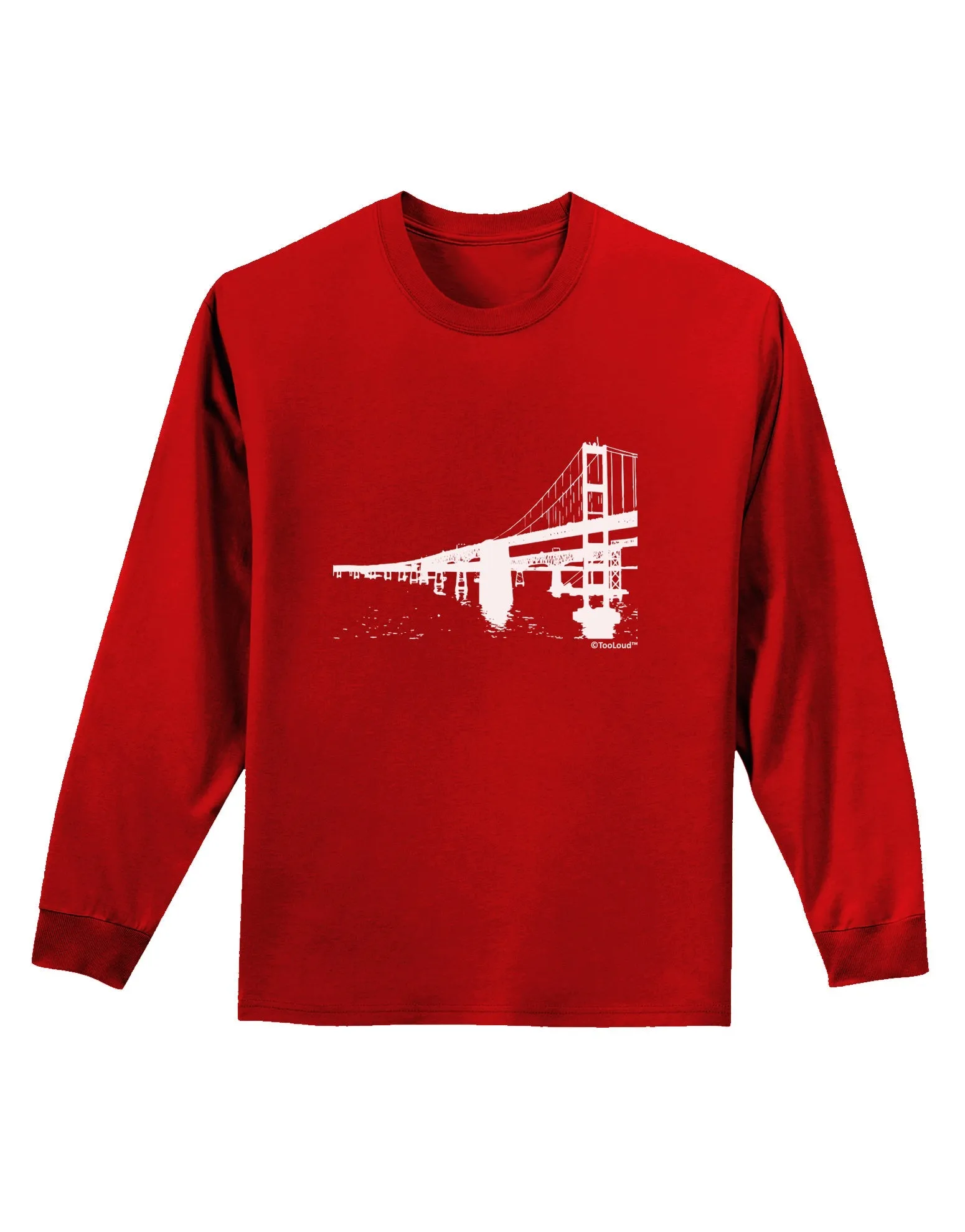Bay Bridge Cutout Design Adult Long Sleeve Dark T-Shirt by TooLoud