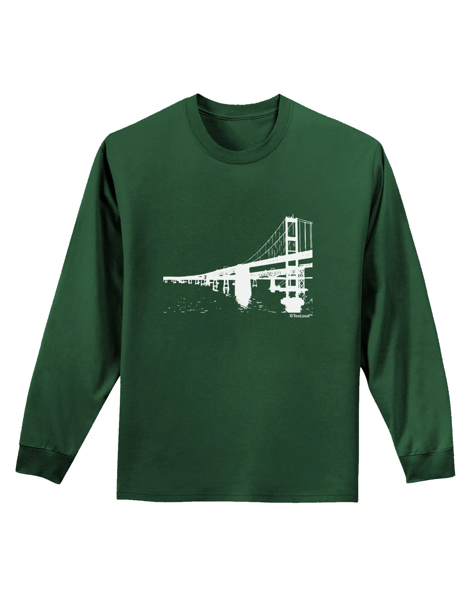 Bay Bridge Cutout Design Adult Long Sleeve Dark T-Shirt by TooLoud