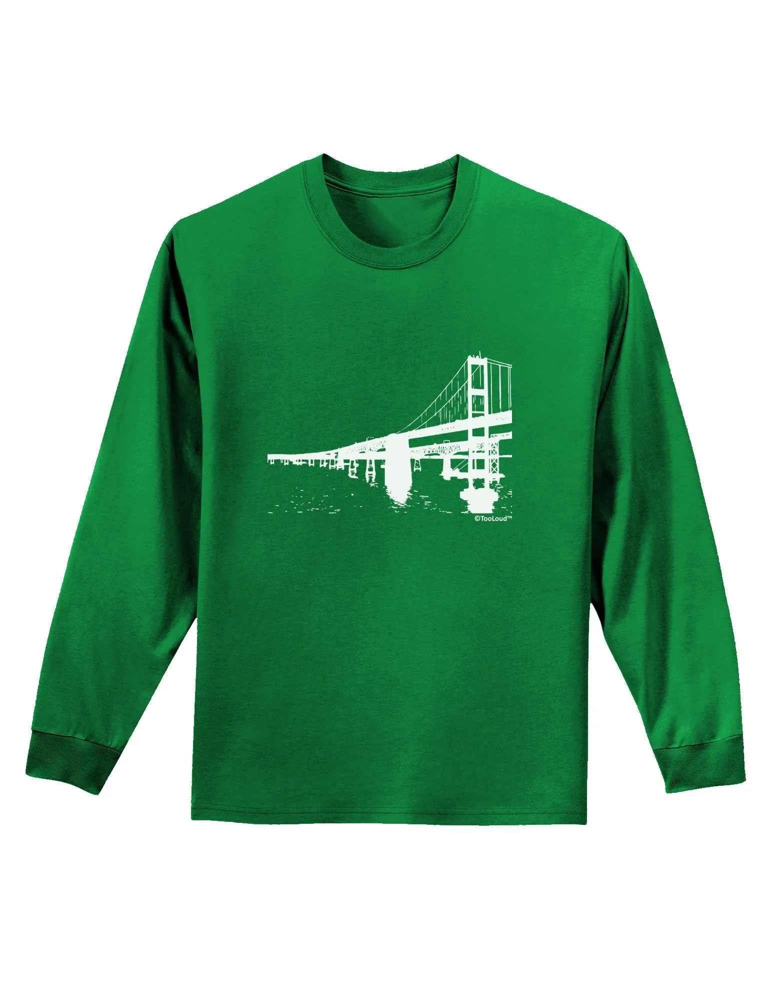 Bay Bridge Cutout Design Adult Long Sleeve Dark T-Shirt by TooLoud