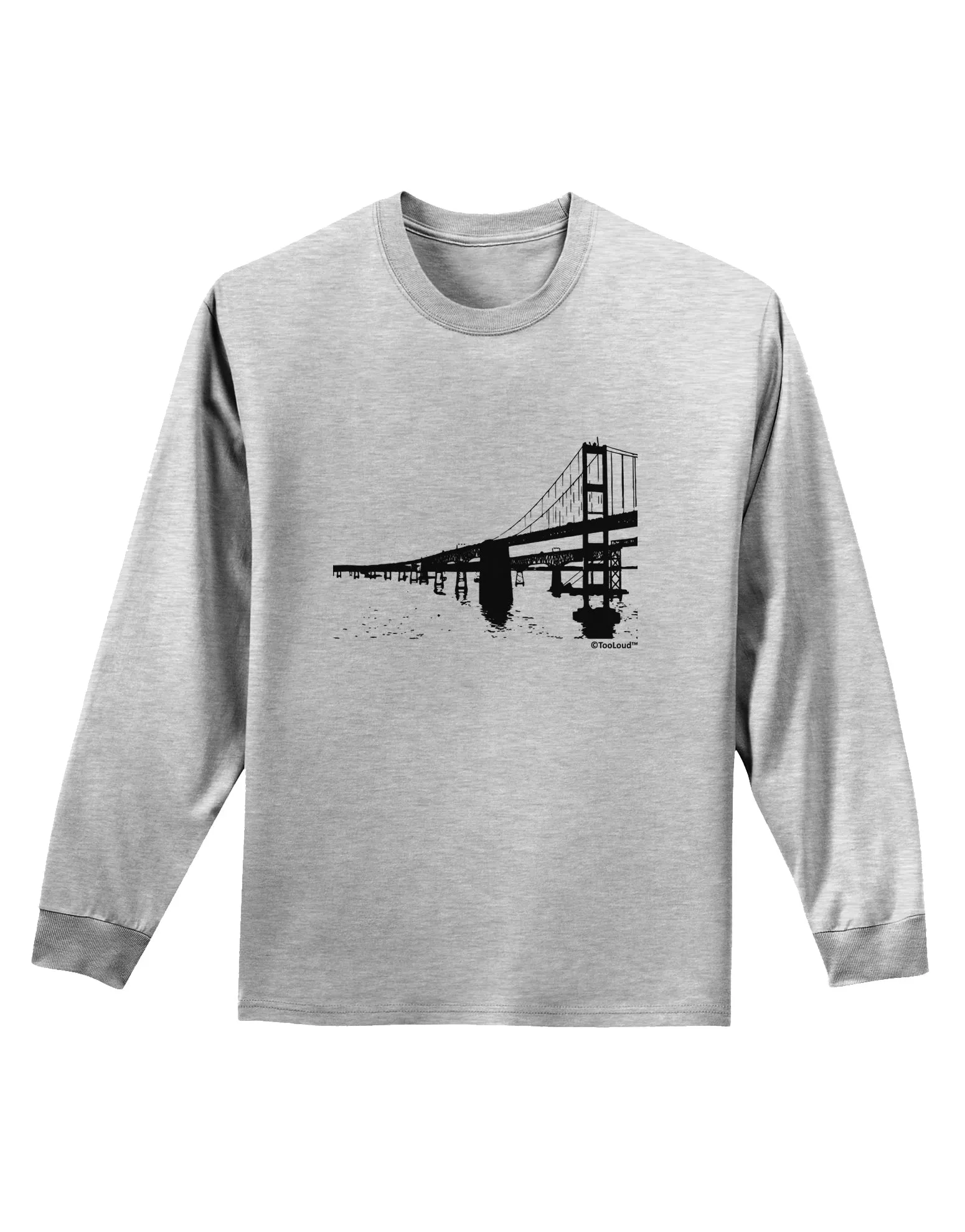 Bay Bridge Cutout Design Adult Long Sleeve Shirt by TooLoud