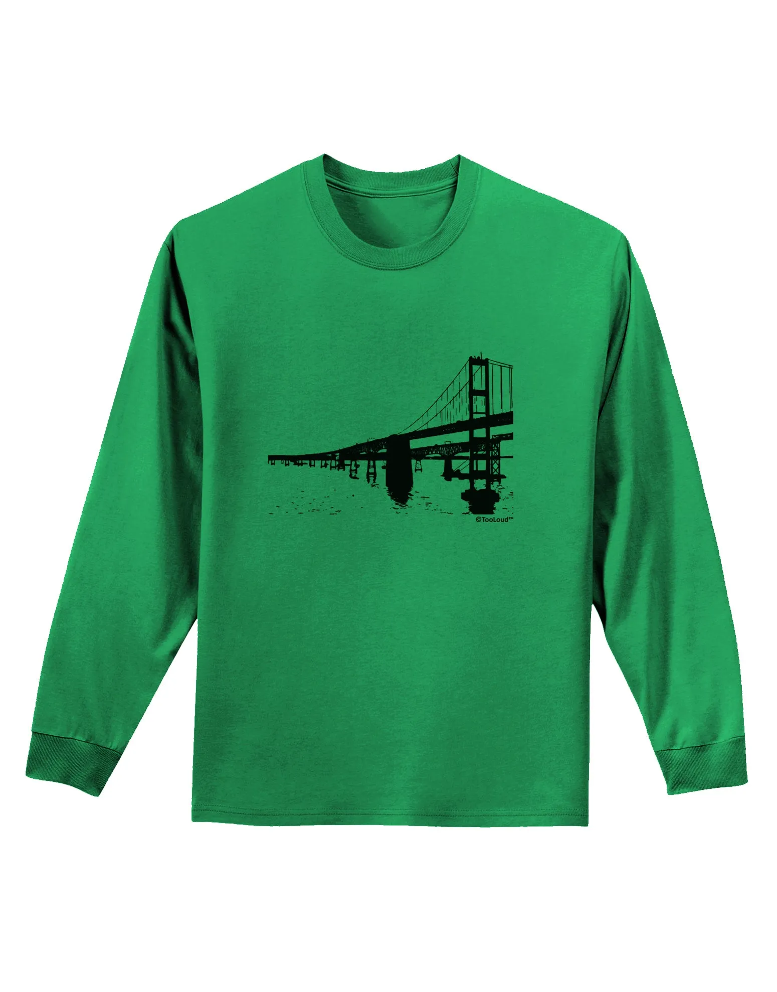 Bay Bridge Cutout Design Adult Long Sleeve Shirt by TooLoud