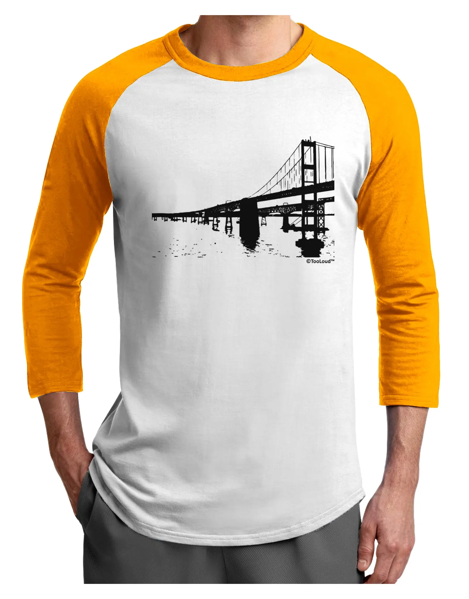 Bay Bridge Cutout Design Adult Raglan Shirt by TooLoud