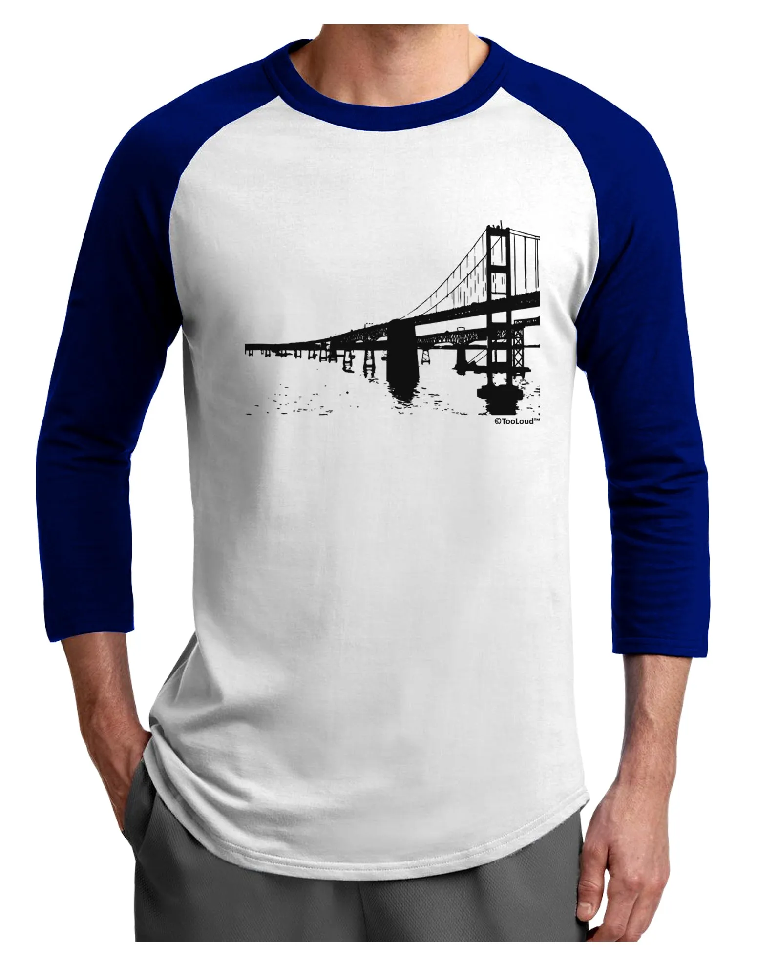 Bay Bridge Cutout Design Adult Raglan Shirt by TooLoud
