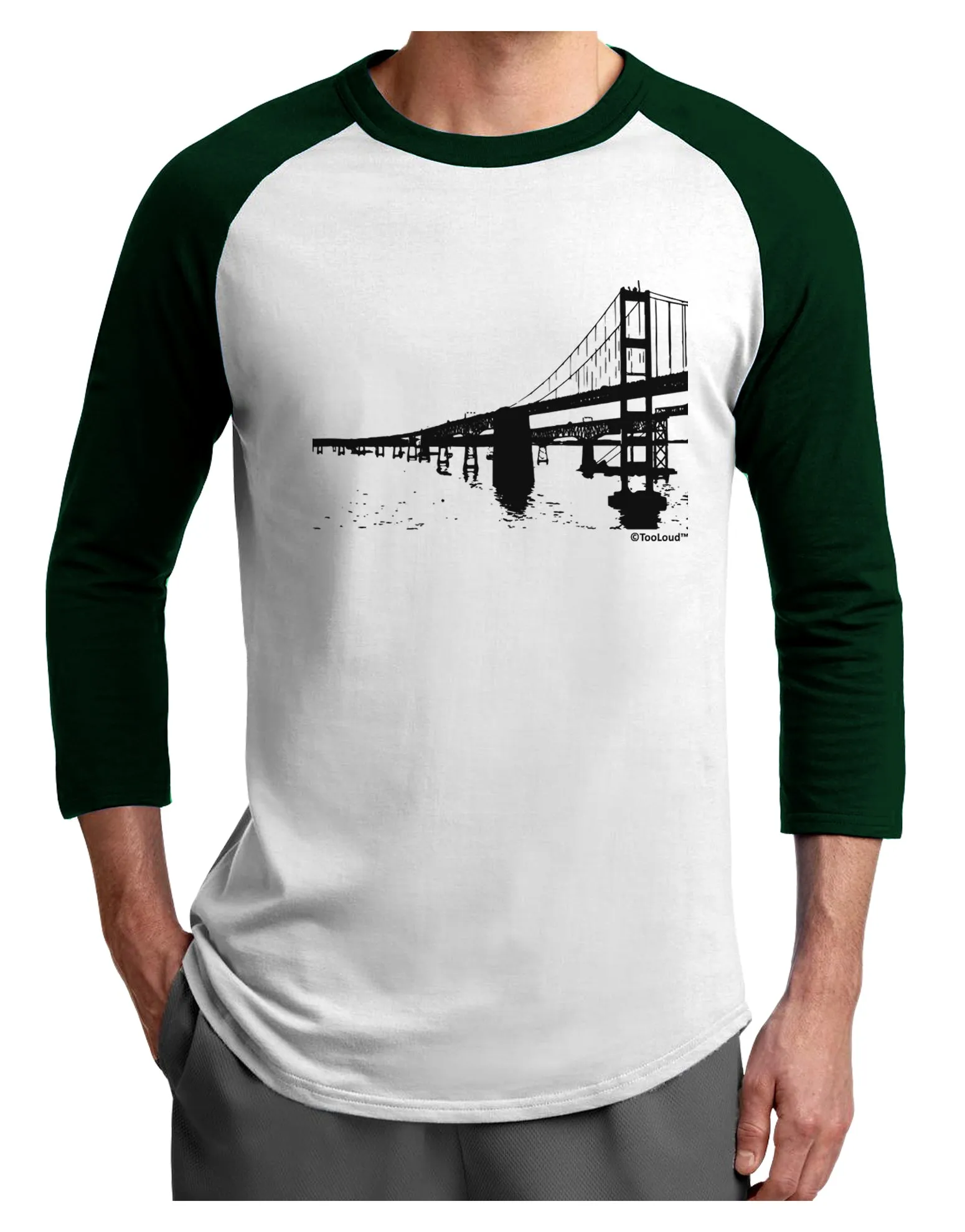 Bay Bridge Cutout Design Adult Raglan Shirt by TooLoud
