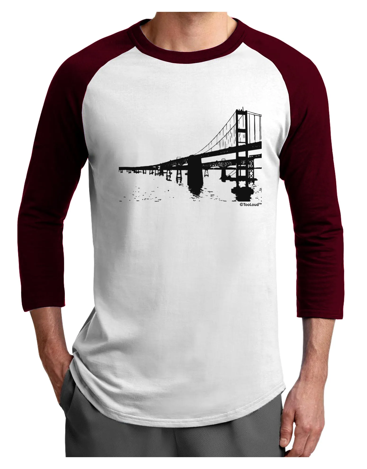 Bay Bridge Cutout Design Adult Raglan Shirt by TooLoud