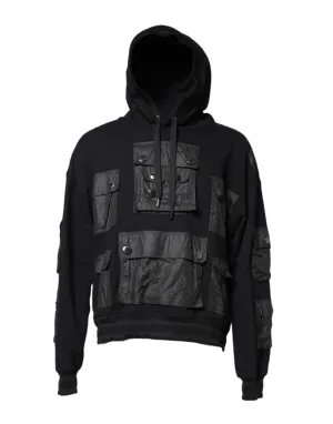 Black Cotton Hooded Sweatshirt Sweater