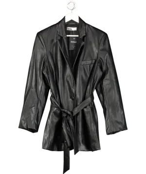 BOA Black Belted Faux Leather Coat UK XS