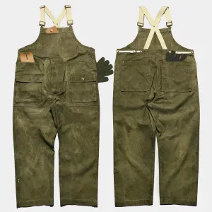 BZEN M.1099 DECKS-9P UNISEX REGULAR FIT 9 POCKET USN INSPIRED CANVAS VEGGIE DYED OVERALL-12oz-E0 MOSS GREEN