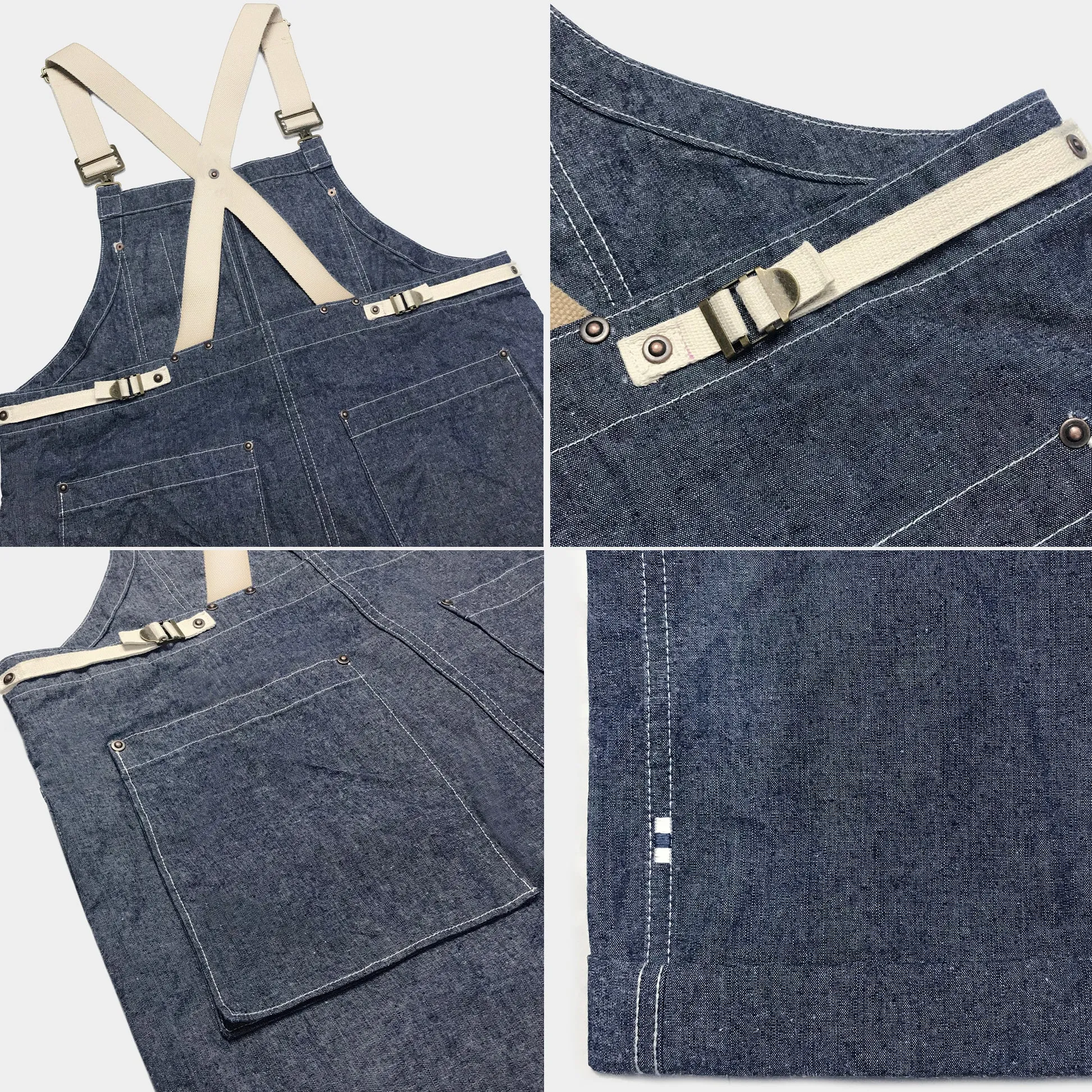 BZEN M.1099 DECKS-9P UNISEX REGULAR FIT 9 POCKET USN INSPIRED DENIM OVERALLS-10oz-E0 INDIGO