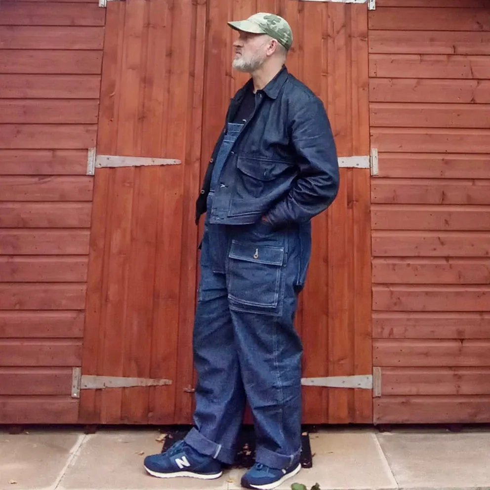 BZEN M.1099 DECKS-9P UNISEX REGULAR FIT 9 POCKET USN INSPIRED DENIM OVERALLS-10oz-E0 INDIGO