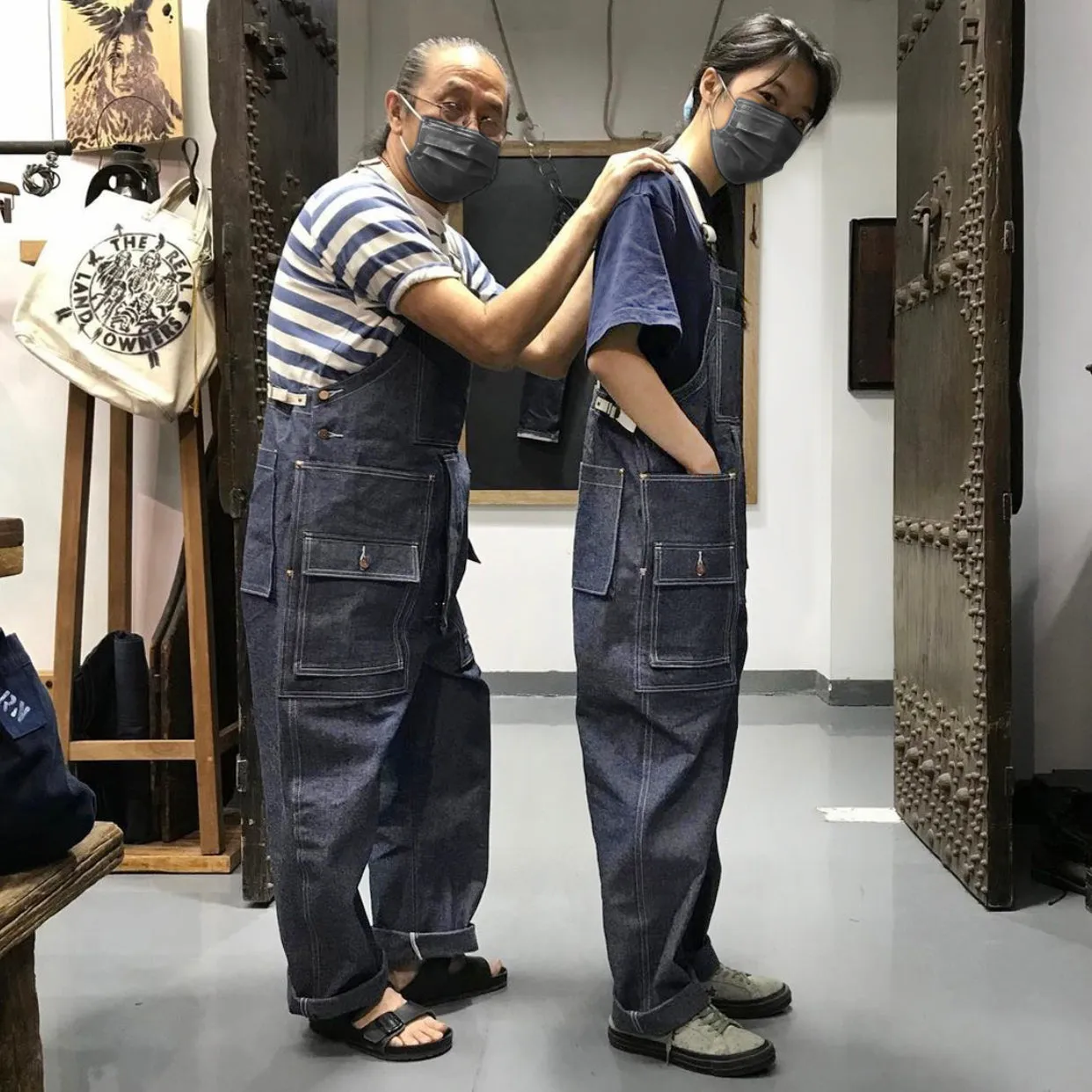 BZEN M.1099 DECKS-9P UNISEX REGULAR FIT 9 POCKET USN INSPIRED DENIM OVERALLS-10oz-E0 INDIGO