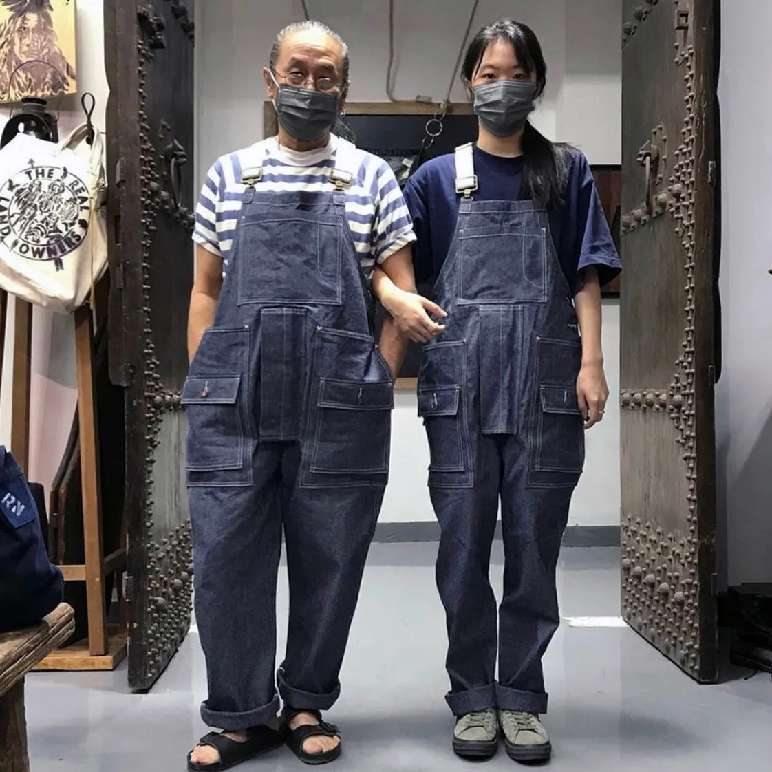 BZEN M.1099 DECKS-9P UNISEX REGULAR FIT 9 POCKET USN INSPIRED DENIM OVERALLS-10oz-E0 INDIGO