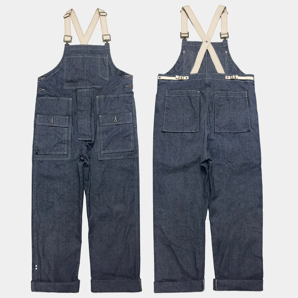 BZEN M.1099 DECKS-9P UNISEX REGULAR FIT 9 POCKET USN INSPIRED DENIM OVERALLS-10oz-E0 INDIGO