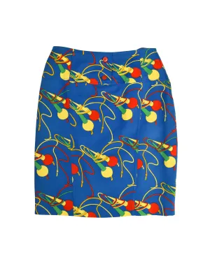 Chloe Vintage 1986 Silk Linen Blend Vibrant Colorful Novelty Print Skirt