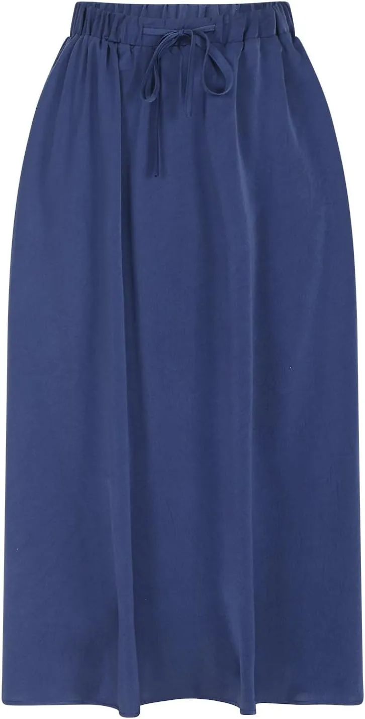 Fall Skirts for Women Elegant Polka Dot Swing Skirts Elastic High Waist Ruffle Pleated Skirt Trendy Plain Skirts