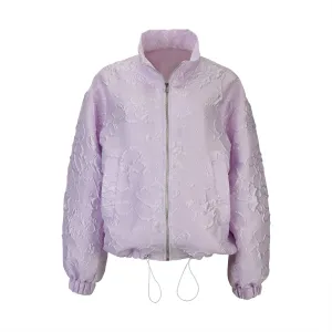Lilac Floral Jacquard Bomber Jacket