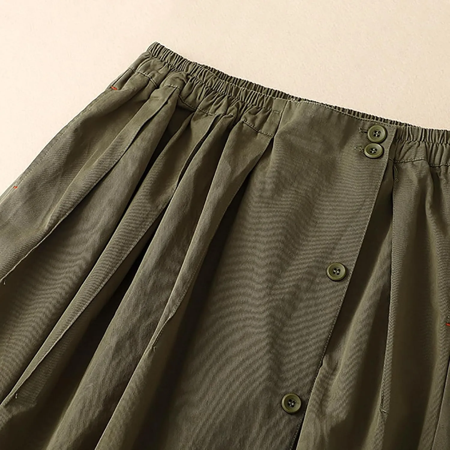 Long Skirts for Women High Elastic Waist Cotton Linen Skirt Casual Comfy Pleated Skirts Fall Fashion Swing Skirt