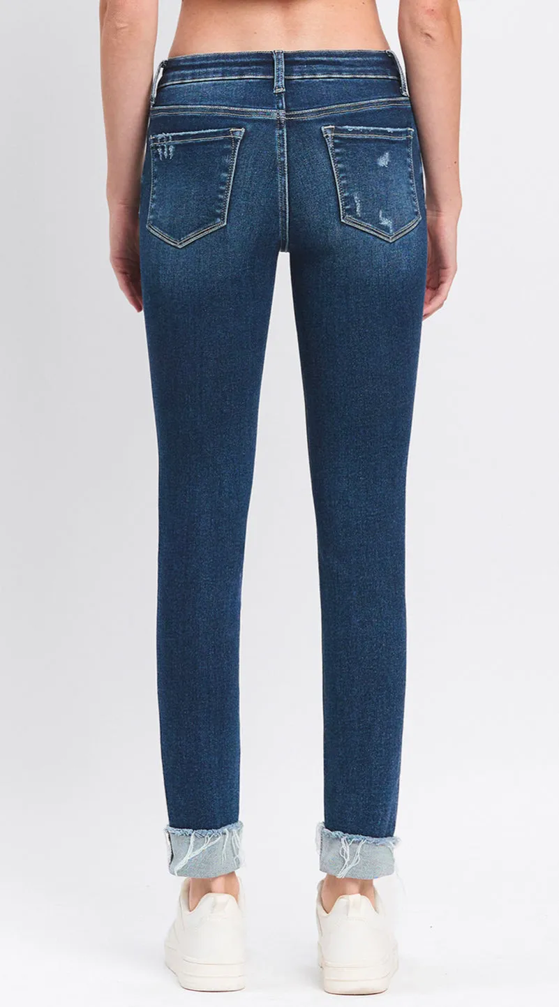 Mid Rise Cuffed Skinny Jean