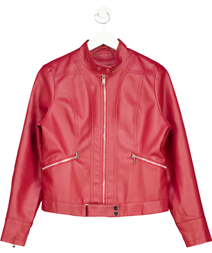 Red Faux Leather Jacket UK M