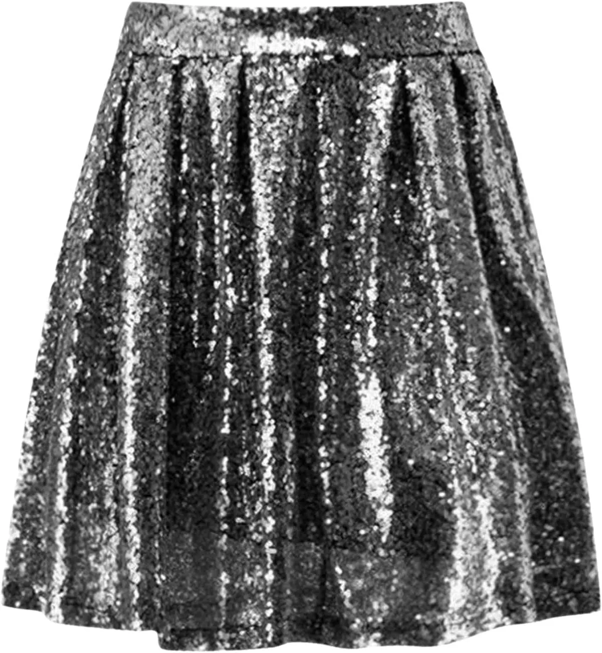 Sequin Skirts for Women High Waist Stretch Pleated Skirts Shiny Bodycon Mini Skirt Rave Party Sparkly Dance Short Skirt