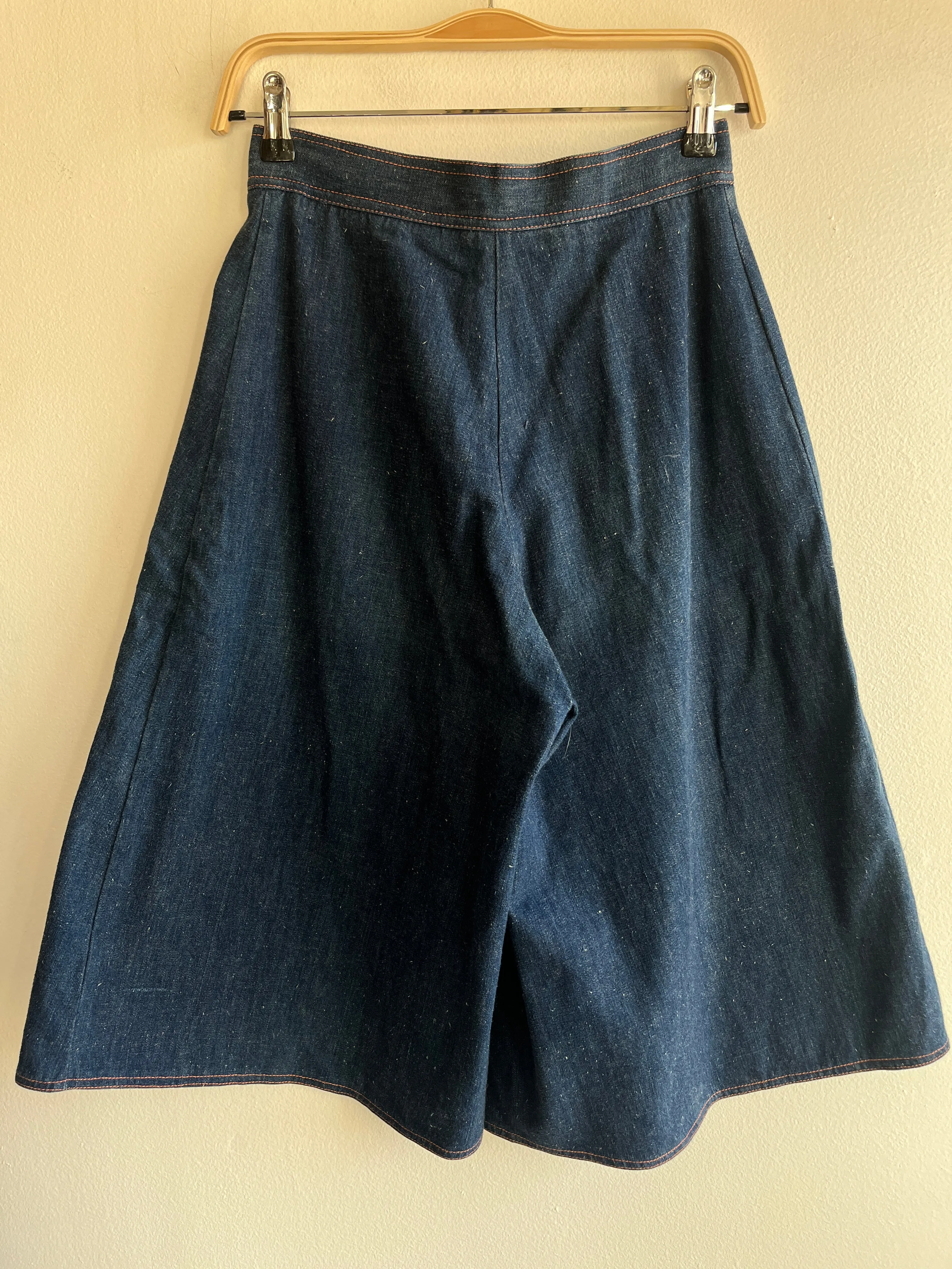 Vintage 1970s Wide Leg Denim Culotte Shorts
