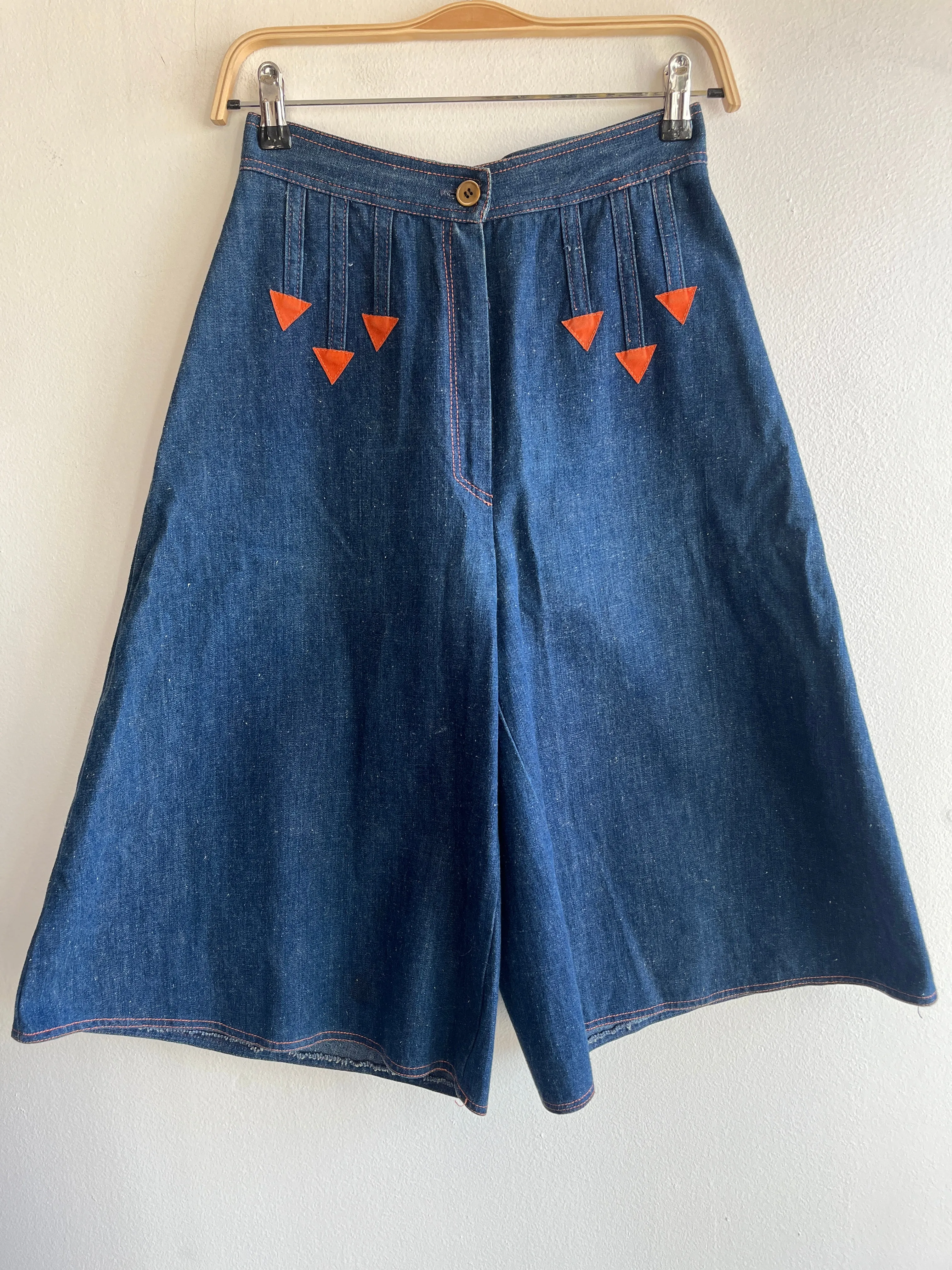 Vintage 1970s Wide Leg Denim Culotte Shorts