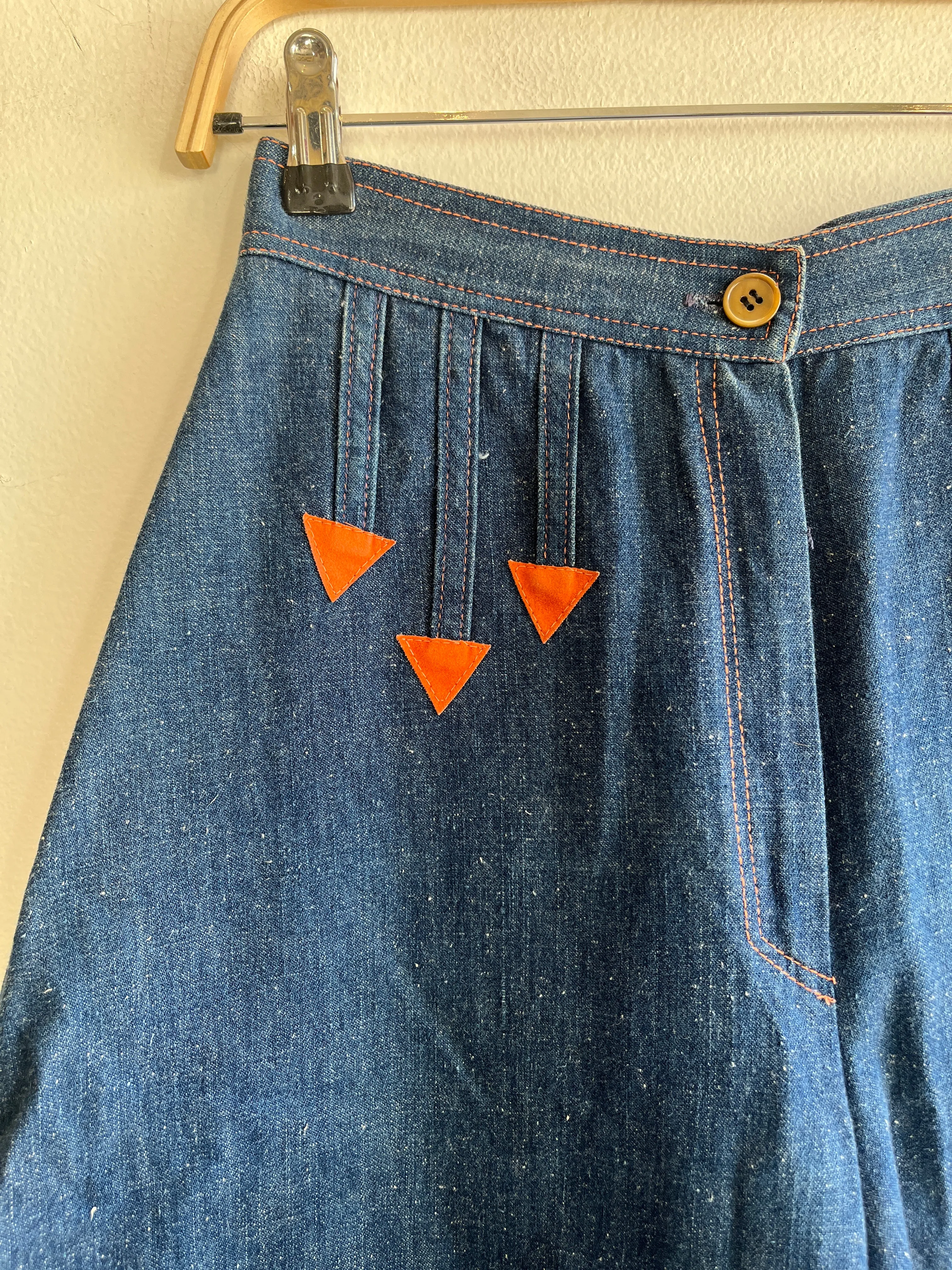 Vintage 1970s Wide Leg Denim Culotte Shorts