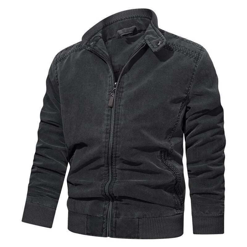 West Louis Mens Spring Casual Fleece Tactical Bomber Jacket