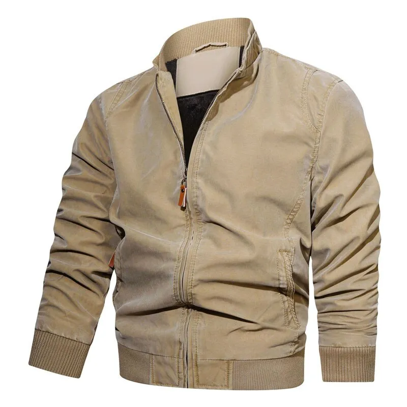 West Louis Mens Spring Casual Fleece Tactical Bomber Jacket