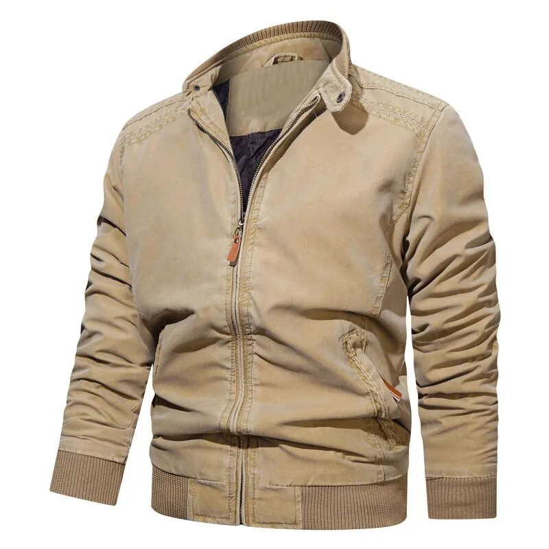 West Louis Mens Spring Casual Fleece Tactical Bomber Jacket