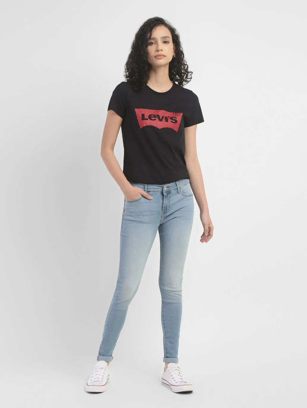Women's 710 Blue Super Skinny Fit Mid Rise Jeans