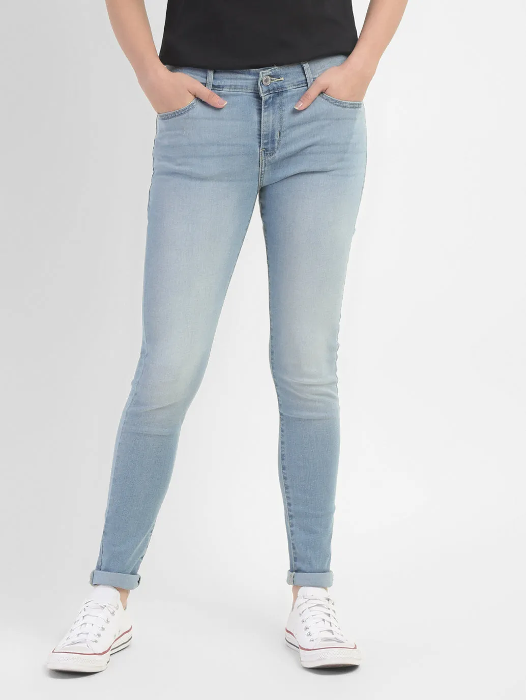Women's 710 Blue Super Skinny Fit Mid Rise Jeans