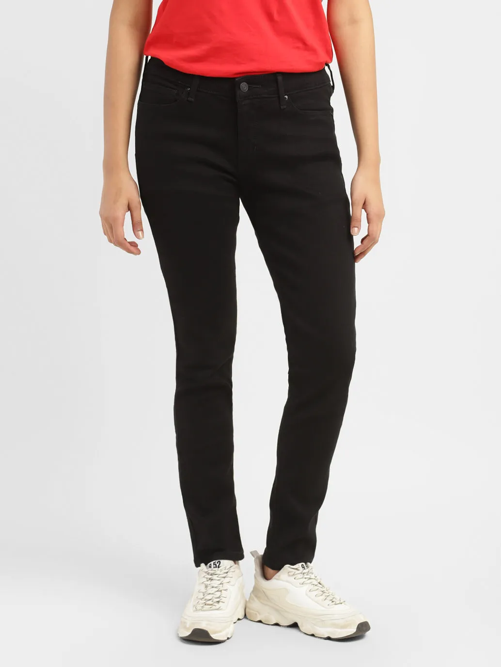 Women's 711 Black Skinny Fit Mid Rise Jeans