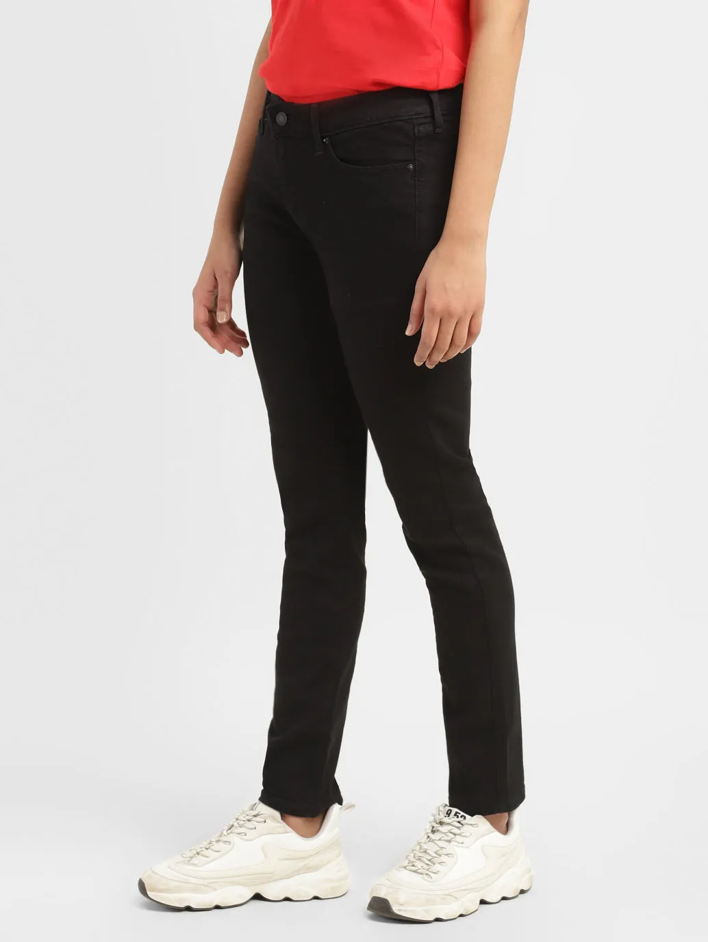 Women's 711 Black Skinny Fit Mid Rise Jeans